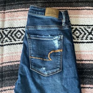 american eagle dark wash ripped jeans